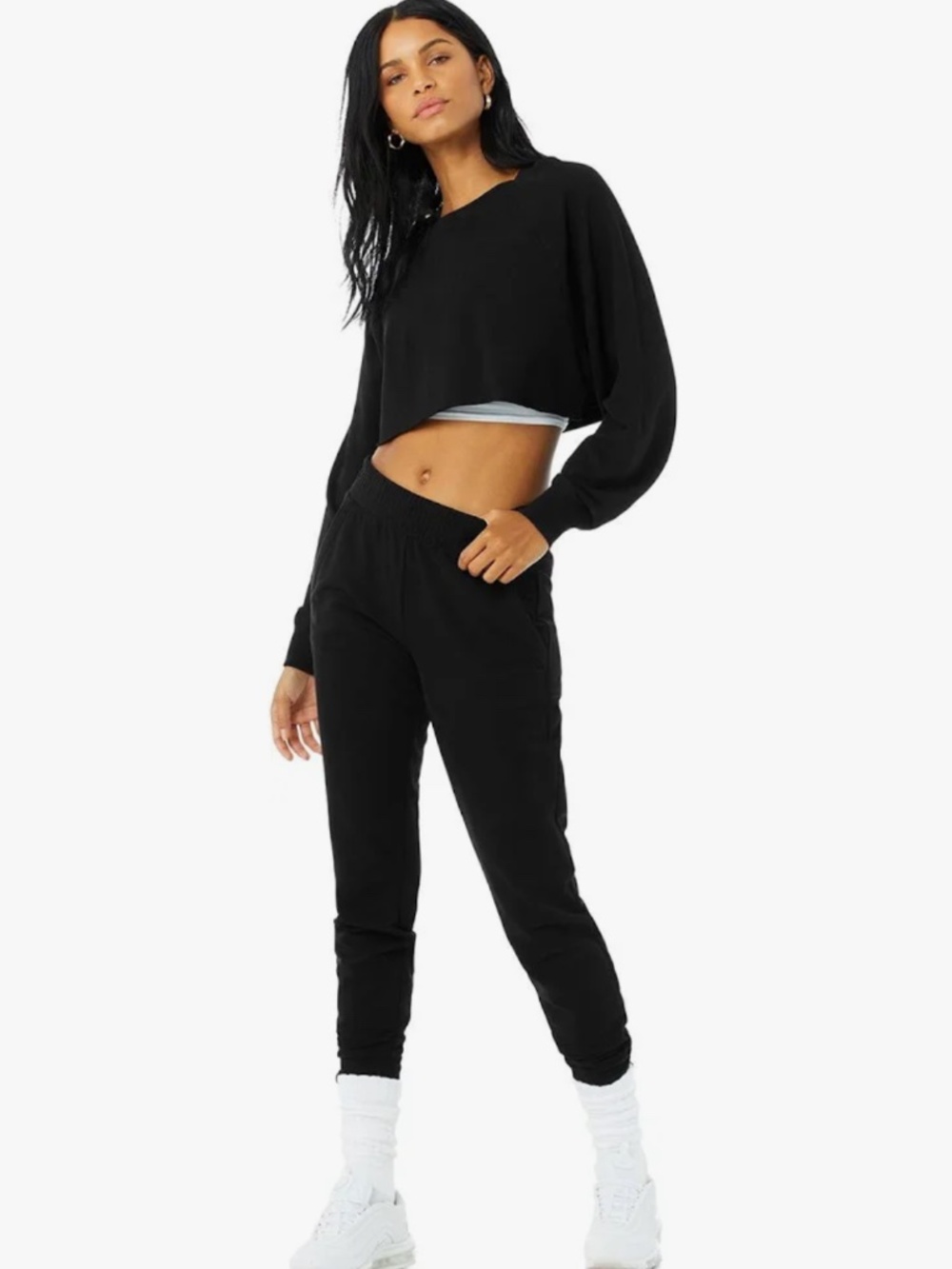 Alo Yoga Women's Double Take Pullover Sweatshirt Black Long Sleeve Size XS NWOT